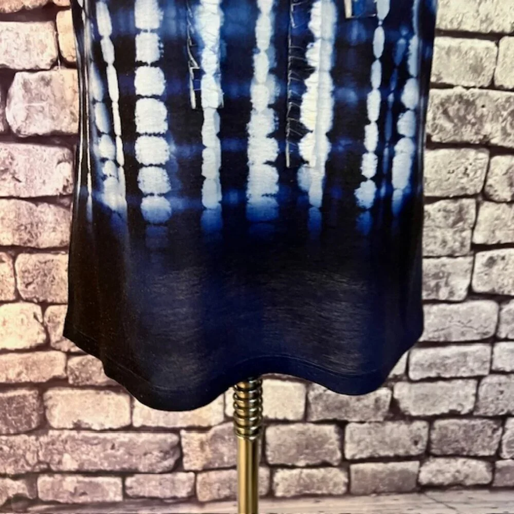 Chico's Blue & White Short Sleeve Blouse Size M